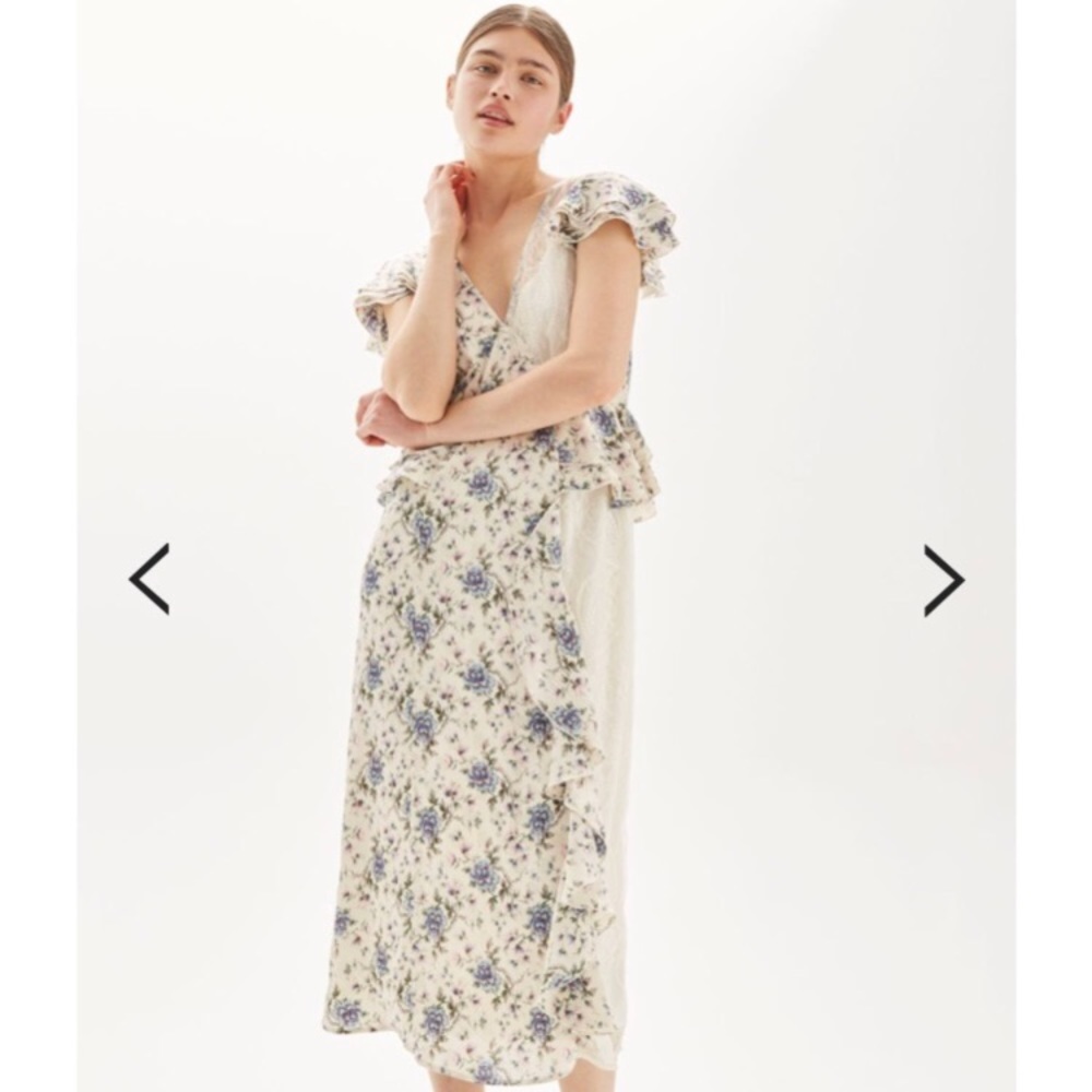 NWT TopShop floral & lace mix midi dress size 6